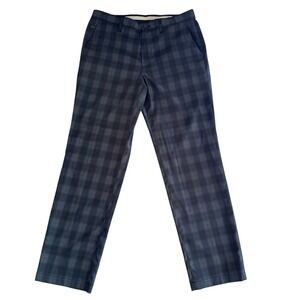 Greg Norman for Tasso Elba Actual 34x31 Gray Plaid Poly Stretch Men's Golf Pants